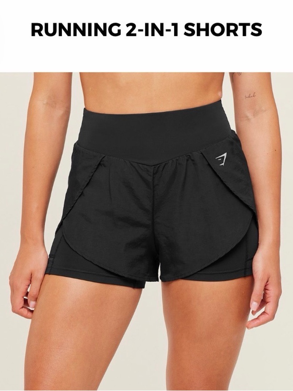 Gymshark Women’s Running 2-in-1 Shorts — Black